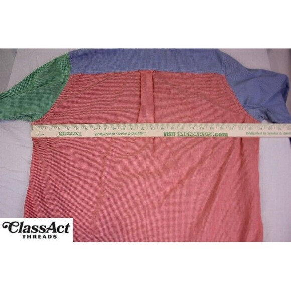 Chaps Ralph Lauren Multi Color Checked Patchwork Button-Down Shirt Sz L - Picture 3 of 9